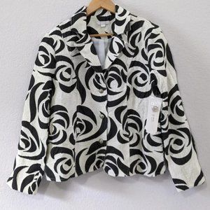 Erin London Floral Brocade Blazer / Jacket, Black / White, Size Large